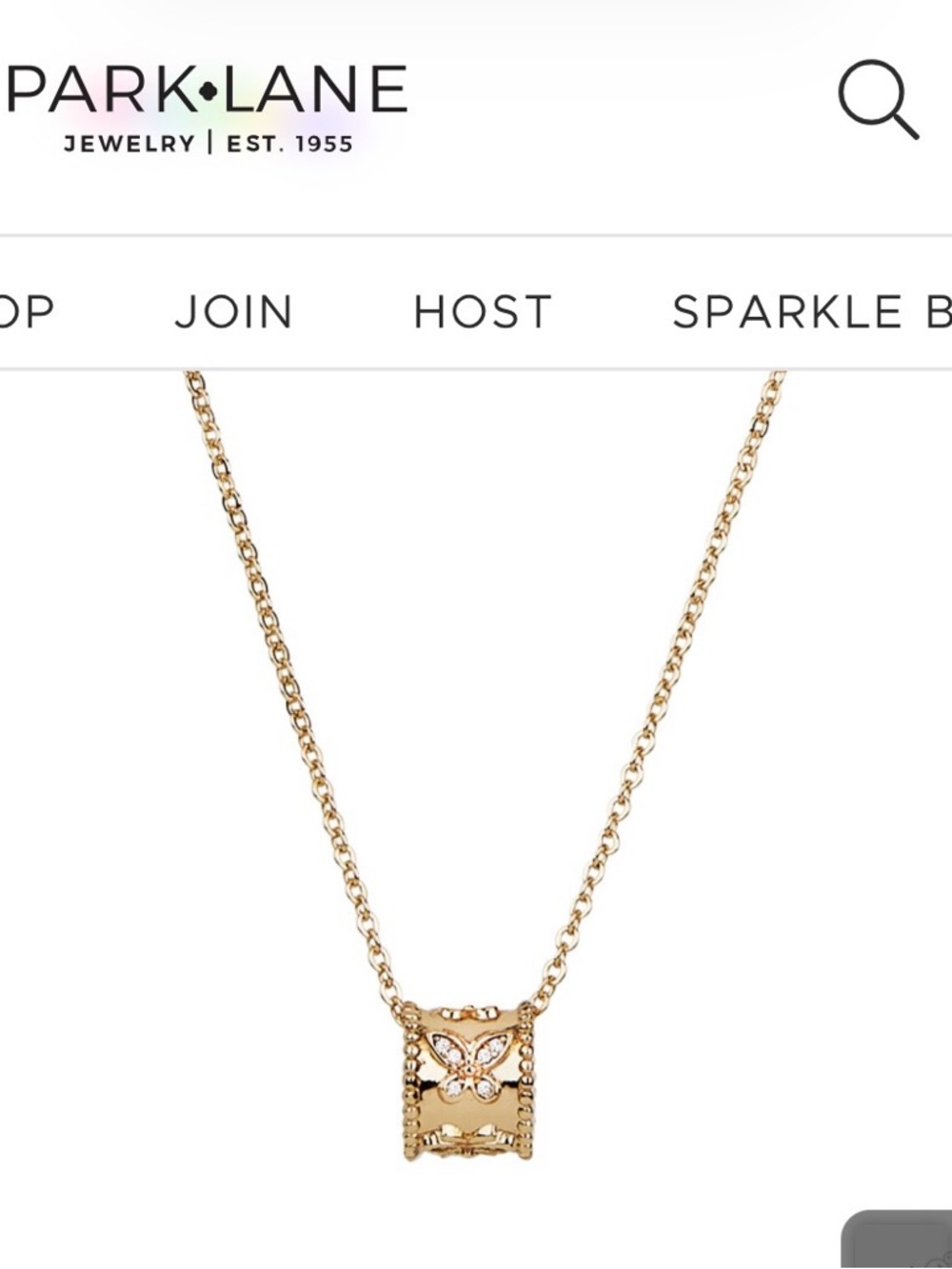 Park Lane Gold Butterfly Tube Pendant Necklace
